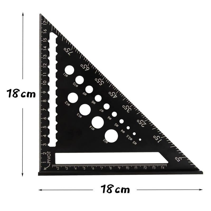 Beslands Triangle Ruler for Woodworking, 7.1 x 7.1 inches (18