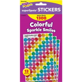Trend Enterprises T46909 Stickers, Colorful Sparkle Smiles, 1300 Stickers, Multi