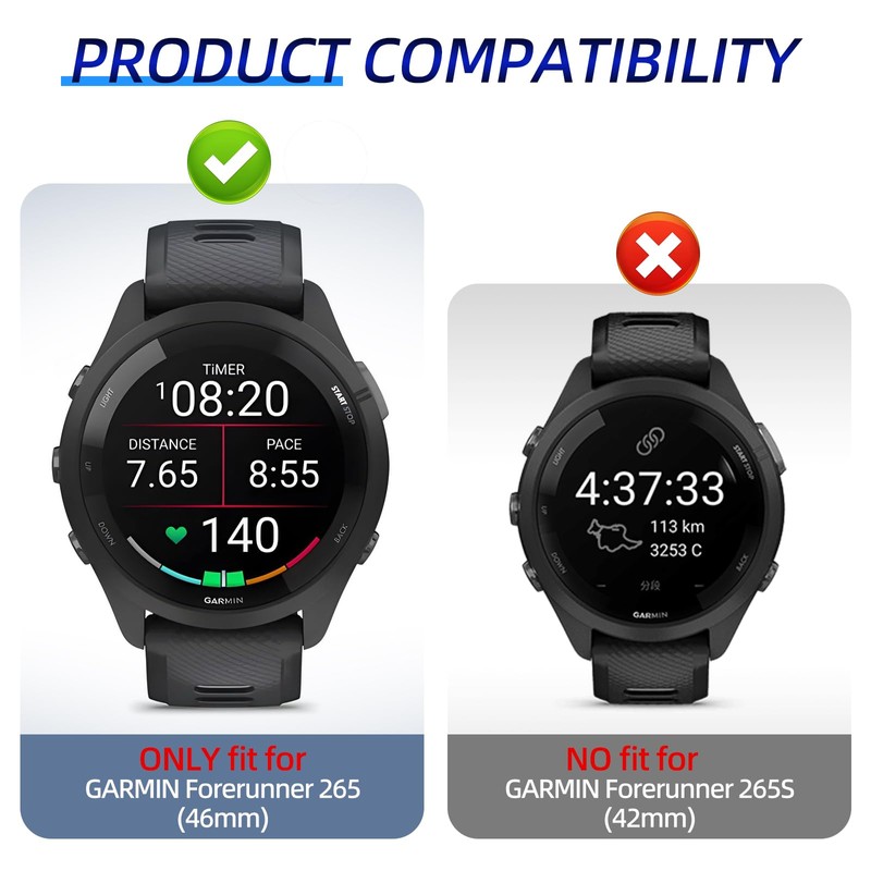 Kimiyaki 3 Pack for Garmin Forerunner 265 Screen Protector Case