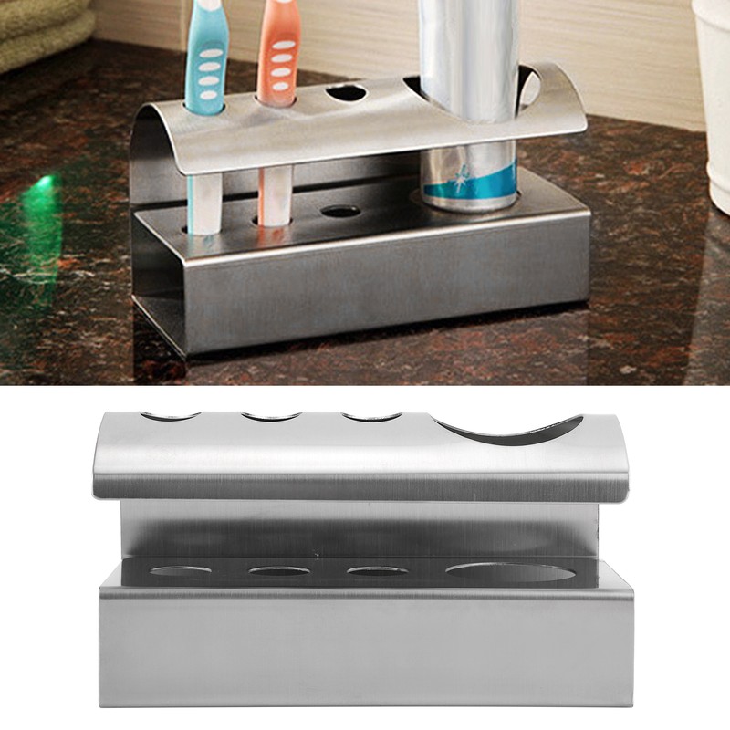 304 Stainless Steel Toothbrush Toothpaste Holding Stand Storage Bracket for
