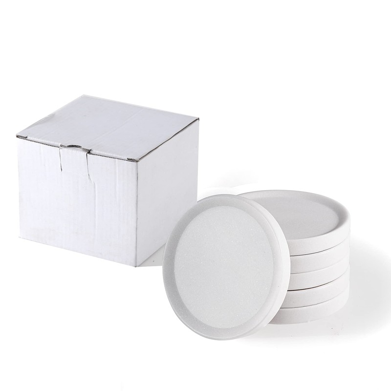 CHISELED ST DF SK White Marble Coasters Raised Edges- Designer