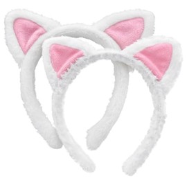 Orejas De Gato, Diademas Para Niñas, 2 Diademas De Felpa Suave Con Orejas De Gato Kawaii, Para Uso Diario, Fiestas Y Regalos, Tamaño 16 * 18 cm