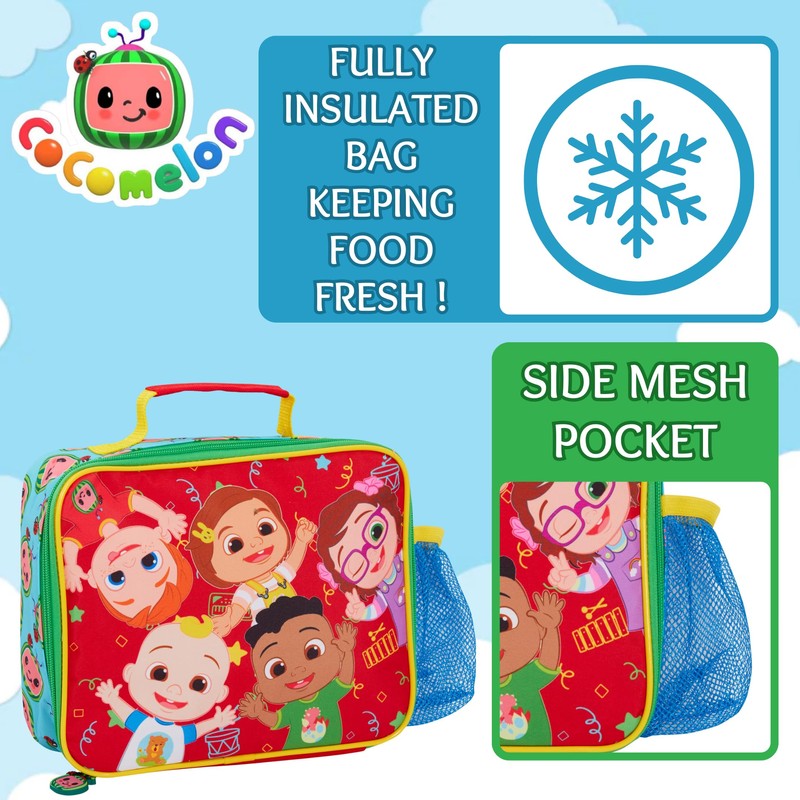 CoComelon Boys Girls Lunch Bag with Bottle Holder Kids JJ