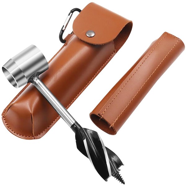 Eyech Bushcraft Hand Auger Wrench,Manual Hole Maker Multitool with Leather