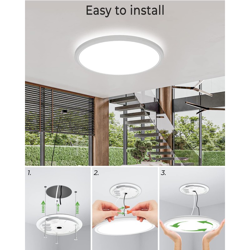 Zemty 12 Inch LED Flush Mount Ceiling Light Fixtures, 28W