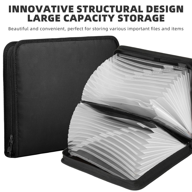 JUNDUN Fireproof Document Organiser - 26 Pockets Expanding File Folder