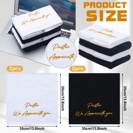 4 Pack 13.8 Inch Christmas Pastor Gift Pastor Towels for Men Christian Embroidered Cross Cotton Hand Towels Appreciation Gifts with Clergy Dove for Christian Church Clergy(Black White,Appreciate)