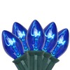 25-Count Blue C7 Christmas Light Set, 24ft Green Wire