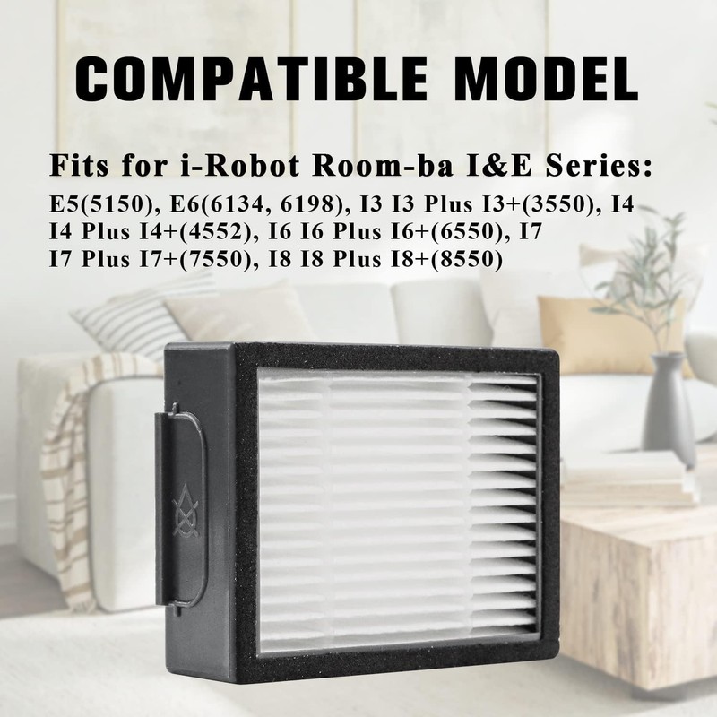 4Pcs Filters Replacement Compatible with iRobot Roomba e & i