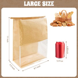 MTOPHLS 20 Pack Large Paper Bread Loaf Bags with Tin Tie Tab Lock for Homemade Sourdough Bread, 8.7x4.3x11 Inches Kraft Bakery Packaging Bags with Clear Front Window for Gifting Cookies Treat Storage