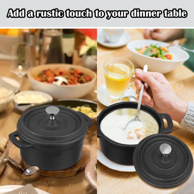 Suttmin 4 Pcs Mini Dutch Oven Small Round Iron Cocotte