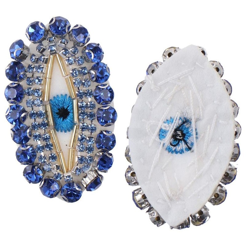 YYlingx 5PCS Blue Rhinestone Patches, Handmade Beaded Rhinestones Evil Eye