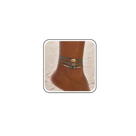 TseenYi Boho Starfish Beadeds Anklet Bracelet Layered Truquoise Beadeds Foot Anklet Blue Starfish Anklet Small Beads Truquoise Anklet Sea Star Foot Chain Jewelry for Women and Girls