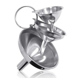 WELANE Metal Funnels, 3 PCS Small Stainless Steel Kitchen Funnels for Filling Bottles (3 Sizes)