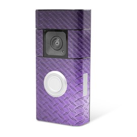 MightySkins Carbon Fiber Skin Compatible with Ring Video Doorbell Plus - Purple Diamond Plate | Protective, Durable Textured Carbon Fiber Finish | Easy to Apply