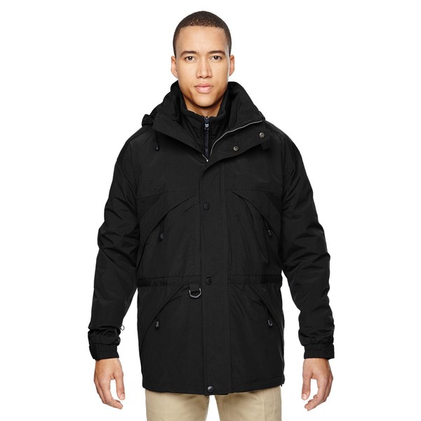 North End Men's 3-in-1 no Series Parka with Dobby Trim, Black 703, X-Large