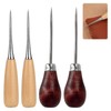 Bradawl, 4 Pcs Bradawl Tool, Gourd Shape Awl Tool,Brown Beige