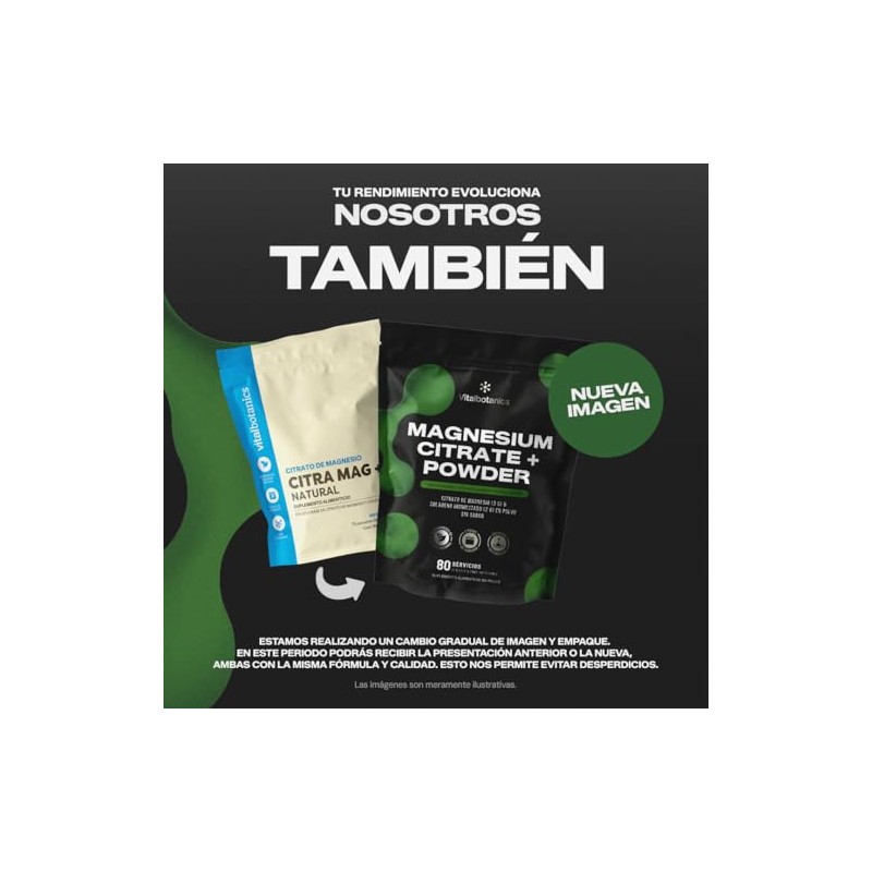 Vital Botanics Citrato de Magnesio con Colágeno Hidrolizado en Polvo