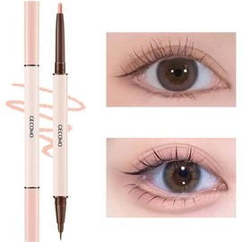 GECOMO [Popular] Double Core Eyeliner, Teardrop Bag Liner, Waterproof Pencil Eyeliner, Pencil & Liquid 2-in-1, Mabeni Popular Cosmetics, Double Line Expert, Gurege for Shadows, Highlighting the Lid