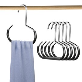 6 Pieces Scarf Hangers,Belt Hanger for Wardrobe,Non-Slip Ties Hanging Hook,Metal Hats Ring Hangers,Closet Organizer for Scarves,Hats,Ties,Belts (Black)