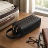 ECHSRT Genuine Cowhide Leather Pen Pouch for Adults, Double Zipper