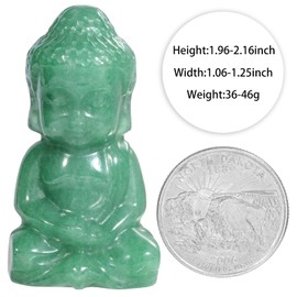 Nupuyai Green Aventurine Crystal Stone Lucky Baby Buddha Statue Ornament, Spiritual Healing Carved Stone Figurine Good Luck Home Office Decor