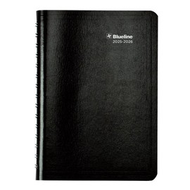 Blueline® Essential Academic Weekly/Monthly Planner, 13 Months, July 2025 to July 2026, Twin-Wire Binding, Soft Vicuana Cover, 8" x 5", Black (CA101.BLK-26)