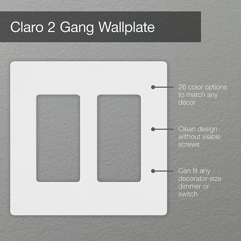 Lutron Claro Light Switch Cover Plate, 2 Gang Wallplate, for