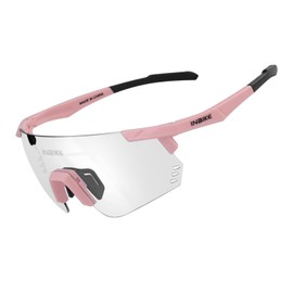 INBIKE Photochromic Cycling Glasses for Men/Women, Polarized UV400 Protection Sports Sunglasses TR90 for Road/Mountain Biking, Running, Fishing Pink