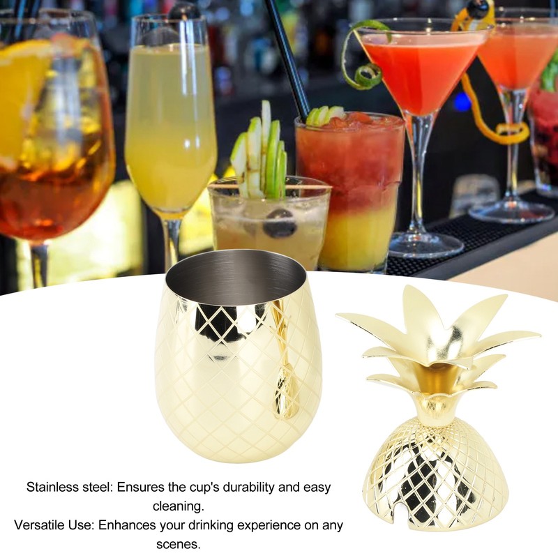 Pineapple Cup with Lid 500ml Stainless Steel Drinking Glasses Reusable