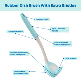 JVL Pro Clean Anti-Bac Rubber Dish Brush with Extra Bristles