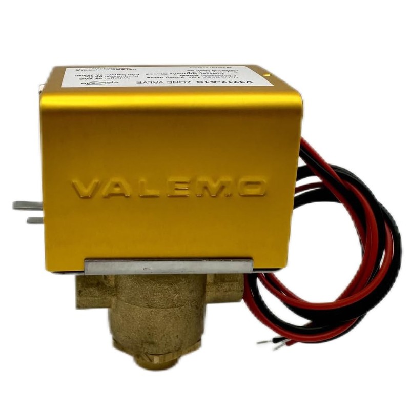 Valemo V3212-A1S Motorized Zone Valve, 3-way, 1/2" Sweat, Normally Closed,