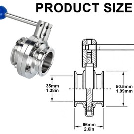 Aienxn 2PCS 1.5 Inch Sanitary Butterfly Valve with Pull Handle, 304 Stainless Steel Tri Clamp Clover (1.5" Tube OD) Fit for 1.5 Inch Tri-Clamp Q-085