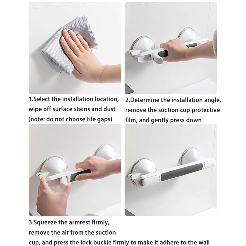 12 Inch Shower Handle Suction Cup Grab Bar for Shower
