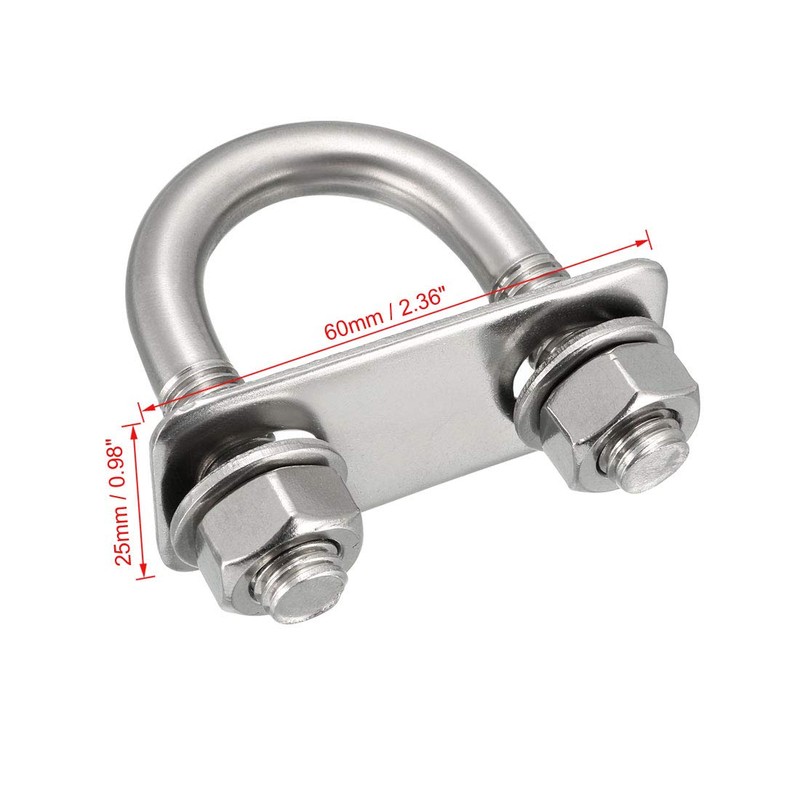 sourcing map u-Bolts 2Pcs 1.06"(27mm) Inner Width 58mm Length M10