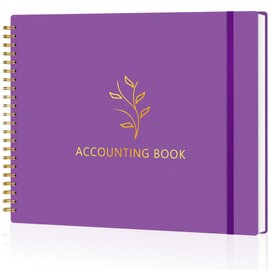 AKONEGE Accounting Ledger Book for Small Business & Personal Use, Horizontal Expense Tracker Notebook Ledger Book for Bookkeeping, Financial Income and Expense Log Book 10.2" x 8", Dark Purple