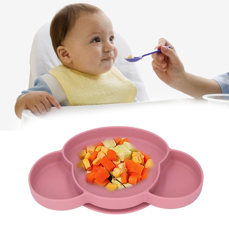 Baby Suction Plate Silicone Thick Edge Skid Resistance Cute Bear