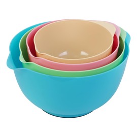 BoxedHome Classic Mixing Bowl Set, BPA Free Plastic, Microwave and Dishwasher Safe, 4.5 quarts (Pink/Cyan)