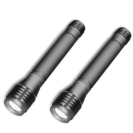 TotaLohan 2000 Lumens 3 Mode Zoomable LED AA Battery-Powered Flashlight, 2-Pack