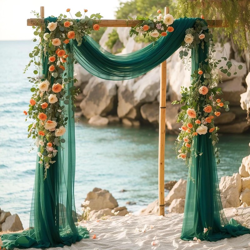 Loopiske Emerald Green Wedding Arch Draping Fabric 1 Panel 29"