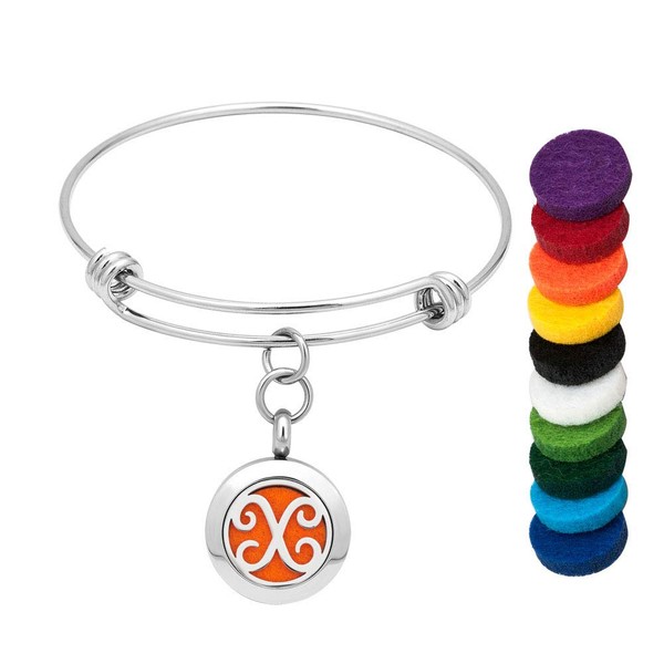 LoEnMe Jewelry Aromatherapy Essential Oil Diffuser Silver Charm X Initial
