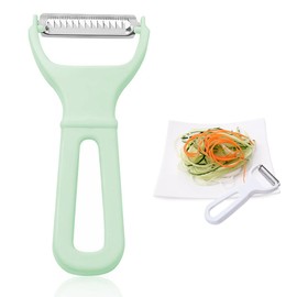 Vegetable Peeler Spiral Cutter Vegetable Julienne Cutter Carrot Cutter Vegetable Peeler Zoodles Zucchini Spaghetti Cutter, Peeler for Julienne Strips Made of Stainless Steel, Green