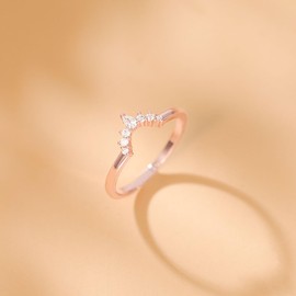 Mameloly Wedding Bands for Women Pear & Round Shaped CZ Rose Gold Cubic Zirconia Curved Stackable Engagement Rings for Her Size 7.5