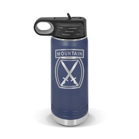 RDW 10th Mountain Division Water Bottle 20 oz - Laser Engraved w/Flip Top Removable Straw - Polar Camel - Stainless - Vacuum Insulated - Drinkware - Mountain Warfare Light Infantry Fort Drum - Navy