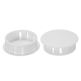 PATIKIL 32mm (1.3") Plastic Hole Plugs, 50Pcs Flush Type Round Hole Plugs Cover Snap in Locking Hole Tube for Table Kitchen Cabinet Furniture, White