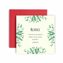 Huxters Religious Christmas Card – Rejoice For Us a Child is Born Iasaiah 9:6 Christmas Card for Her Family - 14.8cm