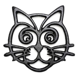 Sungmor Heavy Duty Cast Iron Trivet,Decorative Rustproof Trivet for Kitchen or Dinning Table,6.3" x 5.1" with Vintage Lovely Black Cat Pattern