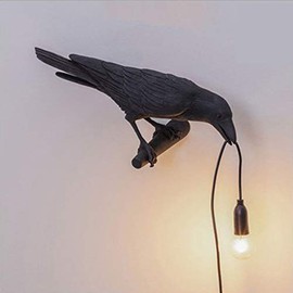 Aooxida Luluckly Raven Light Birds Table Lamps Bedroom Resin Crow Desk Lamp Bedside Light Wall Sconce Black C