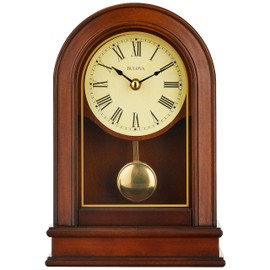 Bulova B7467 Hardwick Clock, Table top, Walnut Brown