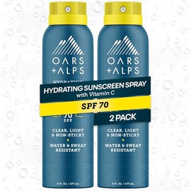 Oars + Alps SPF 70 Face & Body Broad Spectrum Sunscreen Spray | Fast-Absorbing, Lightweight, Non-Greasy, Hawaii Reef Act 104 Compliant, Water-Resistan